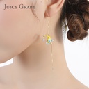 Hand Painted Enamel Glazed Jellyfish Chain Tassel Open Cuff Adjustable Ring Gold Plated