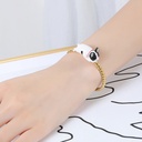 Hand Painted Enamel Glazed Owl Heart Tassel Pendant Bracelet 18k Gold Plated Copper