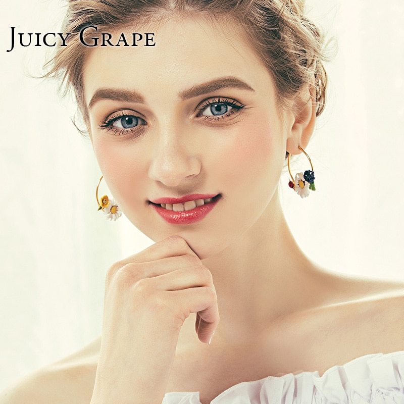Blossom Blue Bird Enamel Earrings Jewelry Stud Earrings