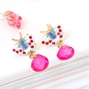 Blue Pink Cat Long Tassel Asymmetry Enamel Earrings Jewelry Stud Earrings