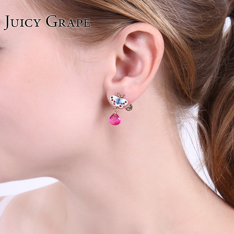Blue Tilt Daisy Water-drop Pendent Enamel Earrings Jewelry Stud Earrings