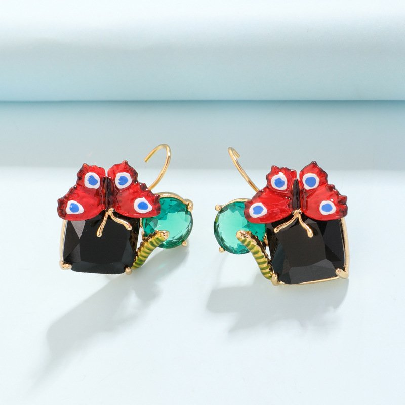 Blue Tilt Daisy Water-drop Pendent Enamel Earrings Jewelry Stud Earrings
