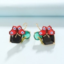 Blue Tilt Daisy Water-drop Pendent Enamel Earrings Jewelry Stud Earrings