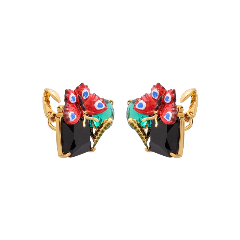 Blue Tilt Daisy Water-drop Pendent Enamel Earrings Jewelry Stud Earrings