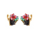 Blue Tilt Daisy Water-drop Pendent Enamel Earrings Jewelry Stud Earrings