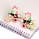 Blue Tilt Long Tassel Enamel Earrings Jewelry Stud Spiral Clip Earrings