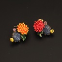 Blue Tilt Long Tassel Enamel Earrings Jewelry Stud Spiral Clip Earrings