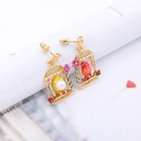 Blue Yellow Flower Enamel Earrings Jewelry Stud Earrings
