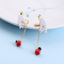 Hand Red Apple Enamel Earrings Jewelry Stud Hook Earrings