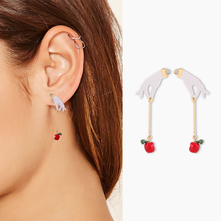 Lovely Bulldog Gem Enamel Earrings Jewelry Hook Earrings