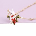 Hand Painted Enamel Rabbit Red Fruit Necklace Jewelry