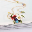 Marine Life Little Fish Coral Necklace Fashion Pink Rhinestones Short Collarbone Chain