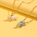Handmade Enamel Cute Elephant Pendant Necklace Collarbone Chain