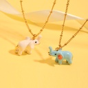 Handmade Enamel Cute Elephant Pendant Necklace Collarbone Chain