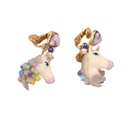 Heart Colorful Horse Head Enamel Earrings Jewelry Stud Clip Earrings