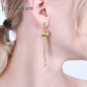 Jellyfish Long Tassel 925 Silver Needle Enamel Earrings Jewelry Stud Earrings