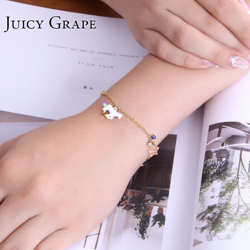 Colorful Star Heart Pearl Unicon Series Enamel Bracelet