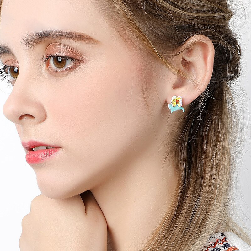 Multi-color Mushroom Ladybug Enamel Earrings Jewelry Stud Clip Hook Earrings