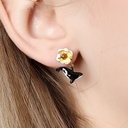Multi-color Parrot Leaf Aysmmetry Enamel Earrings Jewelry Stud Earrings