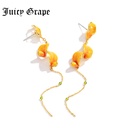 Juicy Grape Enamel Glazed Flower Long Tassel Stud Earrings