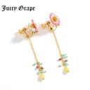Juicy Grape Hand Painted Enamel Glazed Flower Daisy Eardrops Long Stud Earrings