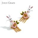 Orange Flower Pearl Enamel Earrings Jewelry Stud Clip Earrings