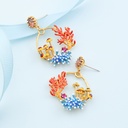 Coral Underwater World Enamel Earrings Jewelry Stud Clip Earrings