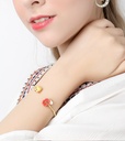 Cute Yellow Chicken And Red Flower Enamel Adjustable Bracelet