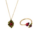Ladybug And Leaf Enamel Pendant Necklace