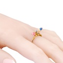 Rose Bud Flower And Bird Enamel Ring