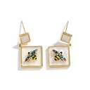 Colorful Bee On Natural Shell  Enamel Dangle Stud Earrings Jewelry Gift