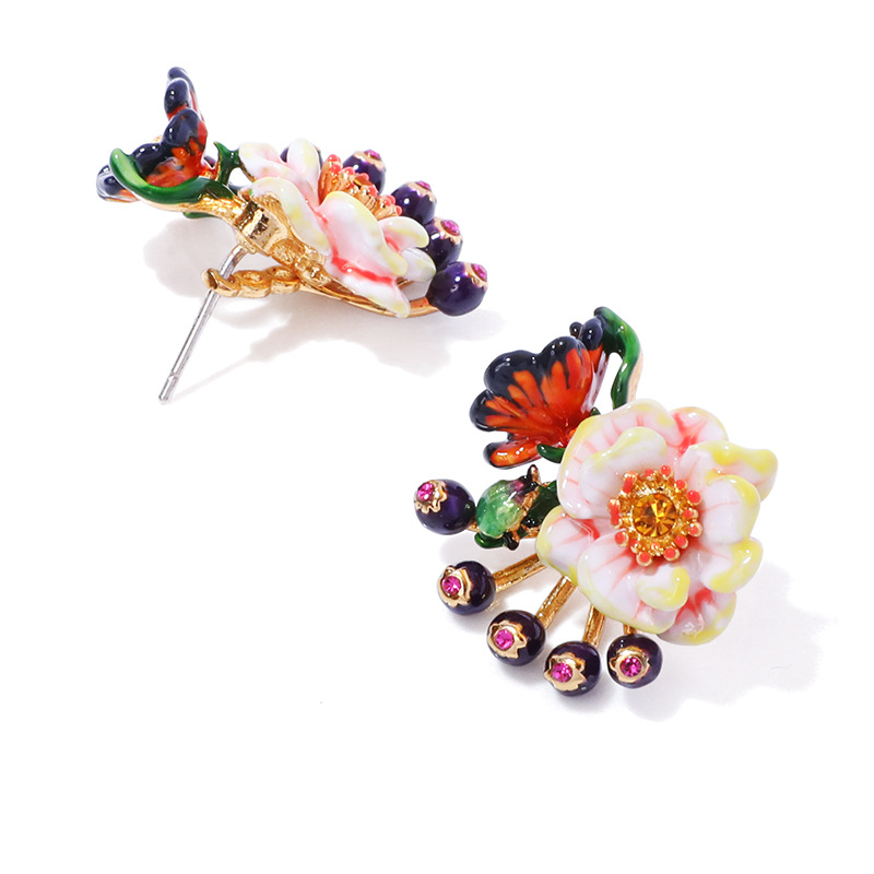 Parrot Flower Cristal Colorful Luxury Enamel Ring