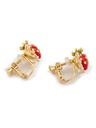 Pearl Bird Enamel Earrings Jewelry Stud Clip Earrings