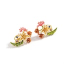Hand Painted Enamel Glazed Sea Flower Artificial Gems 925 Silver Needle Earrings