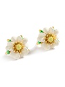 Hand Painted Enamel Glazed Strawberry Flower Gold Plated Copper