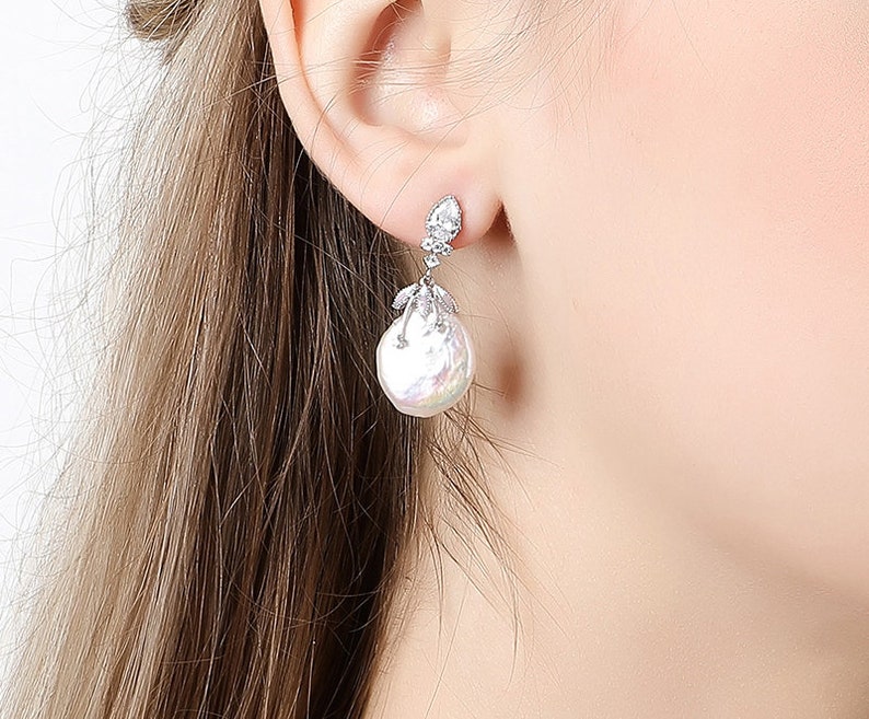 Peony Flower Pink Bead Tassel Enamel Earrings Jewelry Stud Earrings