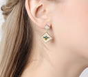 Peony Flower Pink Bead Tassel Enamel Earrings Jewelry Stud Earrings