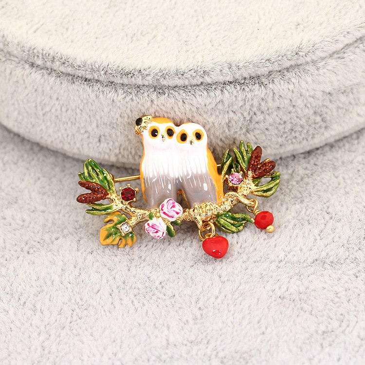 Couple Owl Anime Brooches Christmas Gift Bird Vintage Brooches