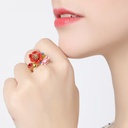 Juicy Grape Enamel Glazed Rhinestone Flower Index Finger Retro Chic Open Ring