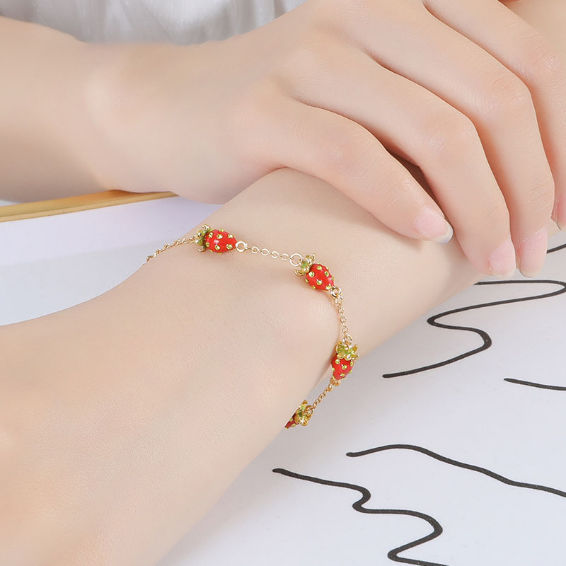 Strawberry Enamel Bracelet