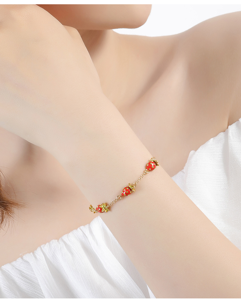 Strawberry Enamel Thin Bracelet