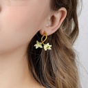 Pink Crystal Enamel Earrings Jewelry Stud Clip Earrings