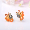 Pink Crystal Enamel Earrings Jewelry Stud Clip Earrings