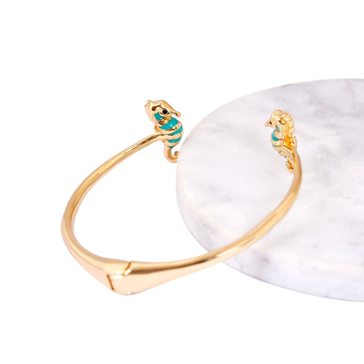Hippocampus Gold Plated Jewelry Enamel Bracelet