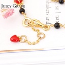 Ladybug Beads Red Heart Gold Plated Jewelry Enamel Bracelet