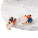 Pink Flower Butterfly Long Tassel Enamel Earrings Jewelry Stud Clip Earrings