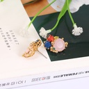 Pink Flower Butterfly Long Tassel Enamel Earrings Jewelry Stud Clip Earrings