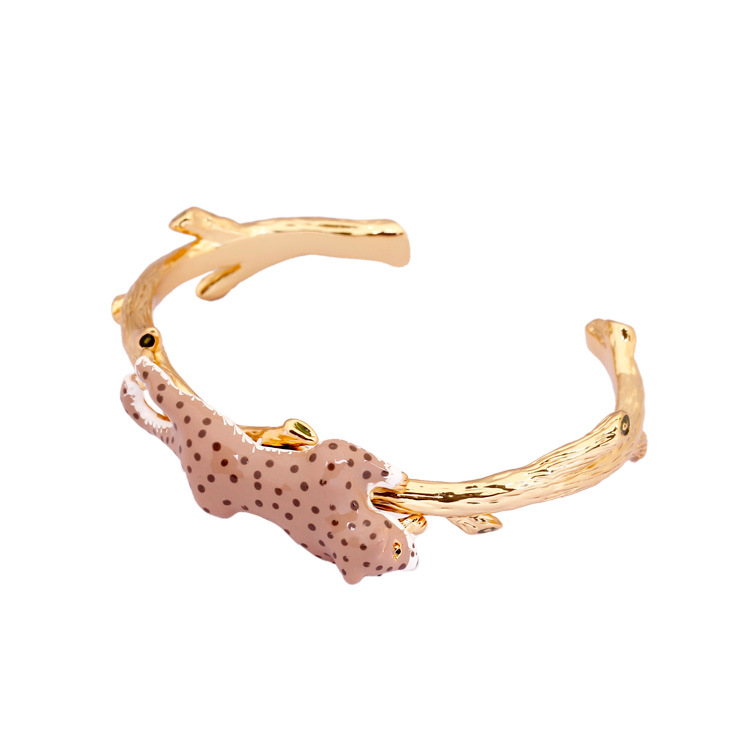 Pink Flower Enamel Bird Pearl Jewelry Enamel Bracelet