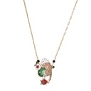 Leopard Red Crystal Necklace Gold Chain Enamel Flower Pendants Necklace