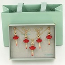 Pink Flower Green Leaf Pendant Gold Plated Jewelry Enamel Bracelet